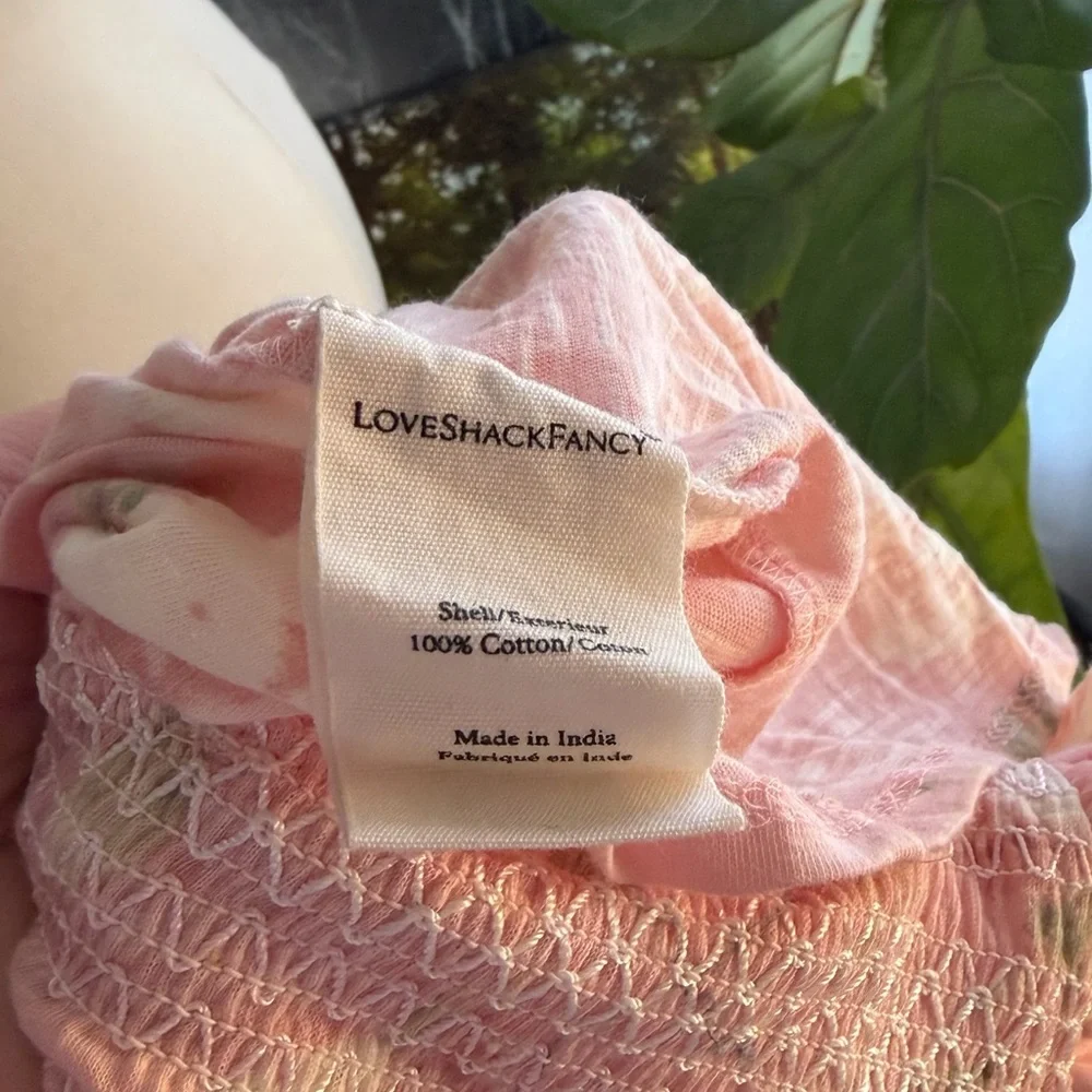 LoveShackFancy Chessie Maxi Dress Ballet Pink Floral Smocked M Cottagecore - Picture 10 of 10